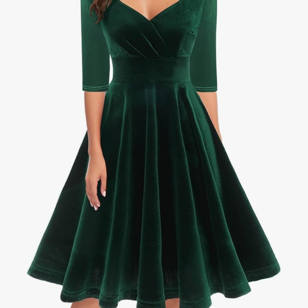 Emerald Green Sweetheart Midi Dress Fit and Flare